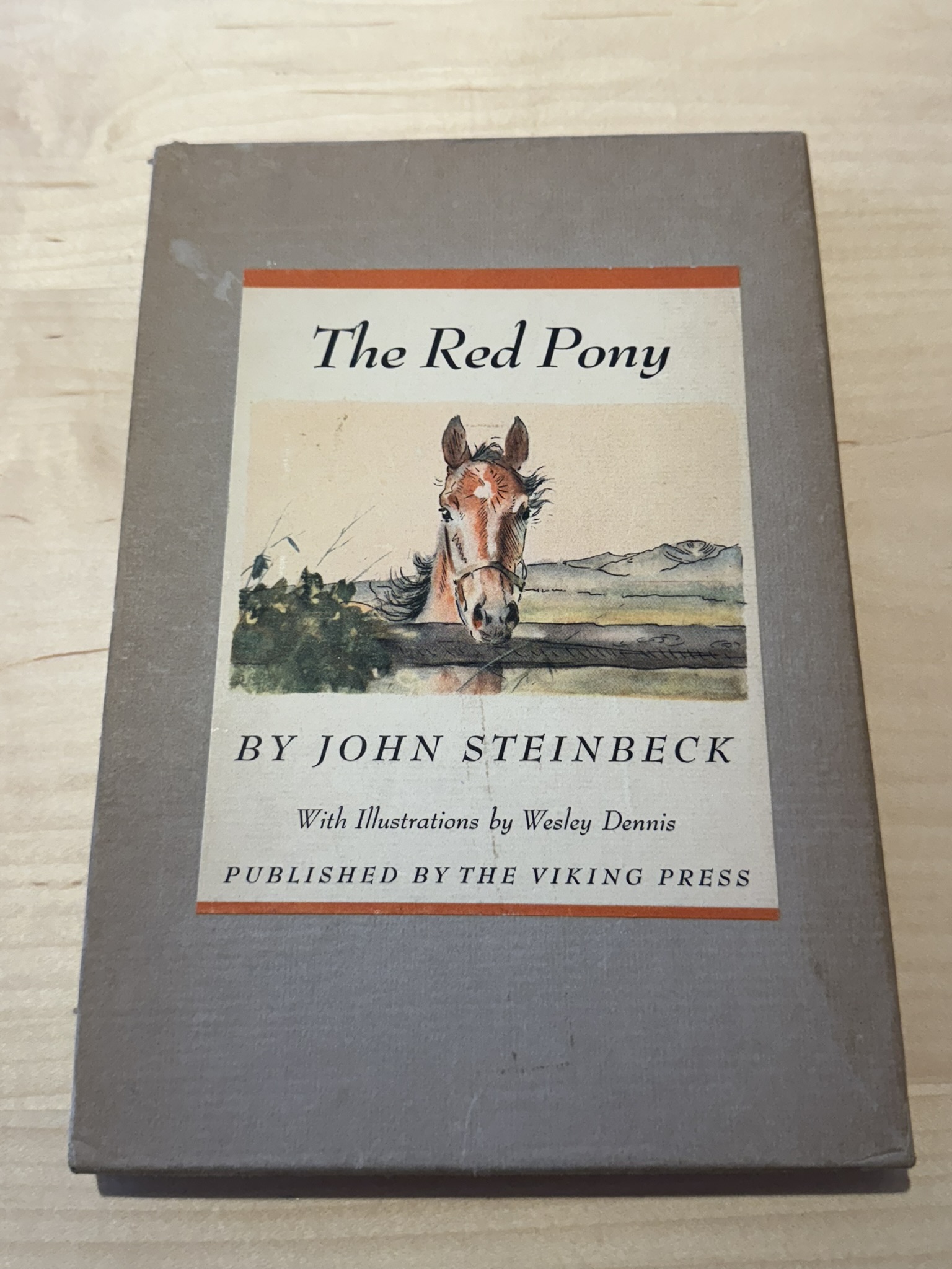 The Red Pony by John Steinbeck in slipcase viking press art Wesley Dennis 1945